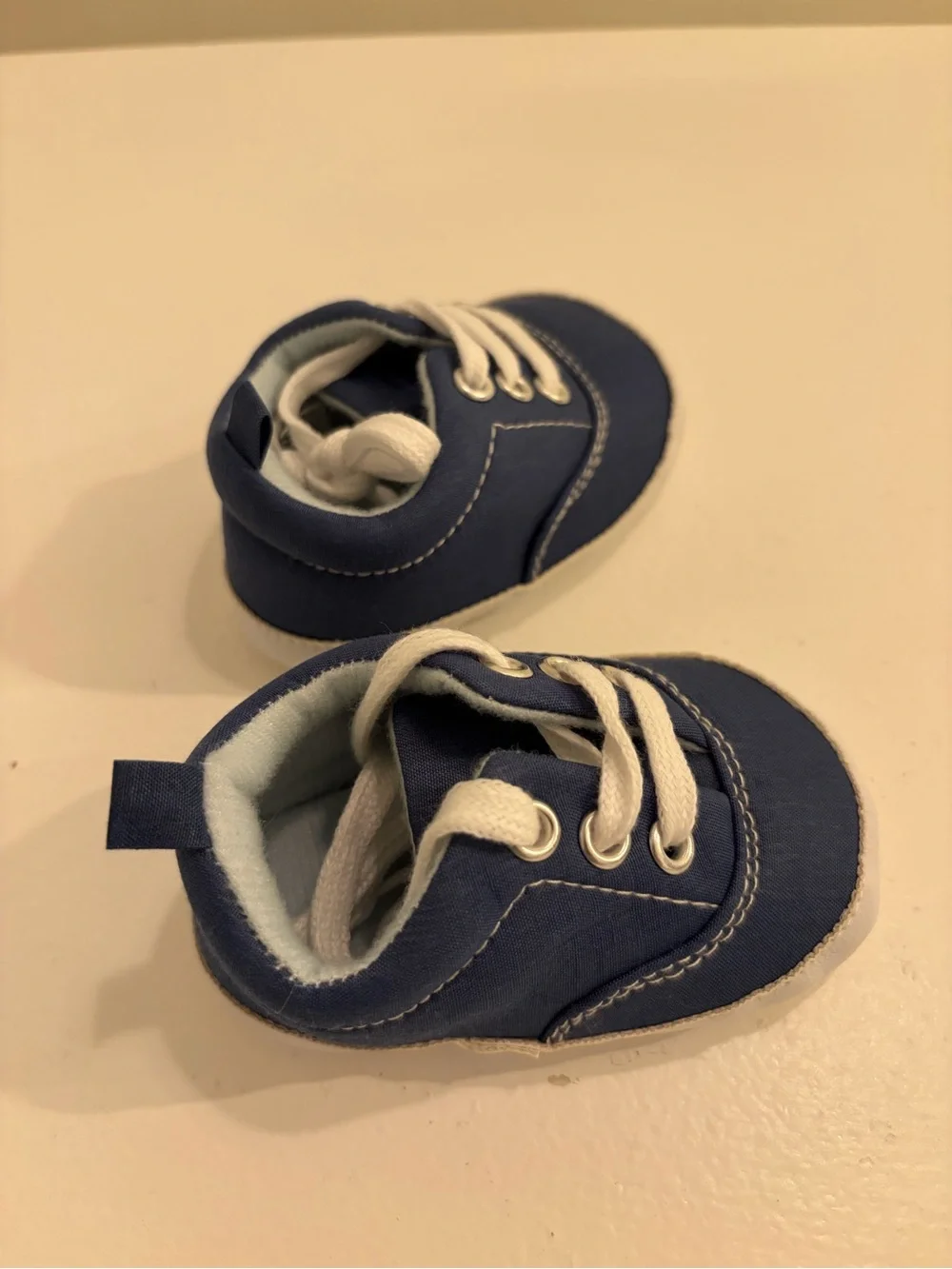 Navy Blue Baby Canvas Lace-Up Sneakers Soft Sole